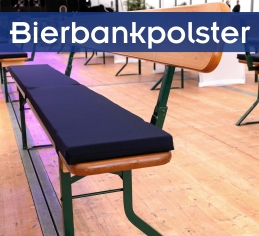 Blaue Bierbankpolster auf Bierbank mit Rückenlehne von GWW