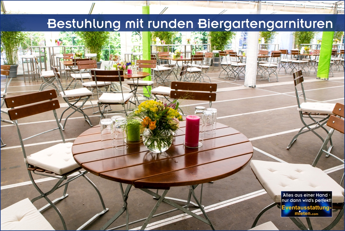 Biergartenmöbel Verleih im Großraum Rosenheim in Oberbayern Klappstühle und Klapptische mieten Rosenheim