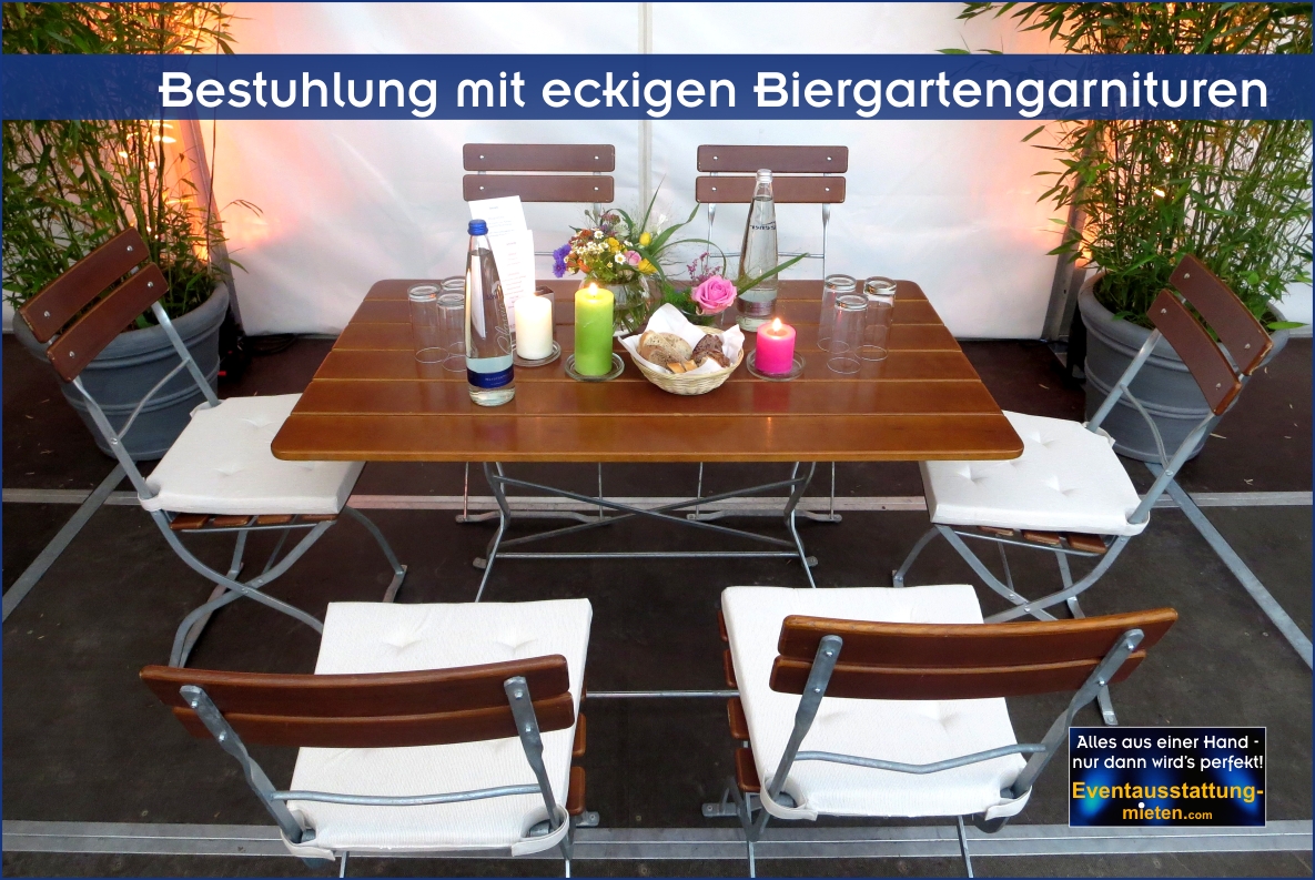 Biergartenmöbel Verleih im Großraum Rosenheim in Oberbayern Klappstühle und Klapptische mieten Rosenheim