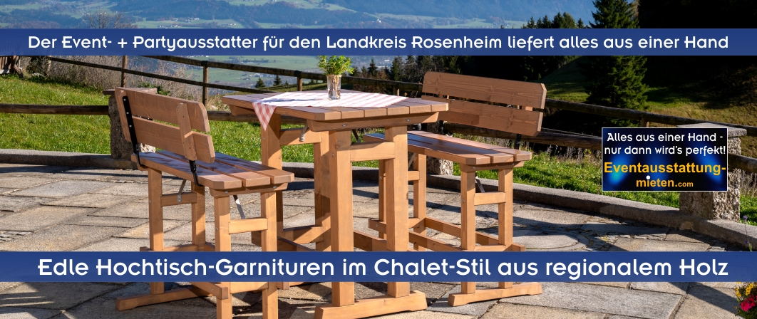 Wir sind die Eventagentur in Rosenheim und liefern als Event- und Partyausstatter alles aus einer Hand, von Eventmöbel über Veranstaltungstechnik bis zu exklusiven Toiletten.