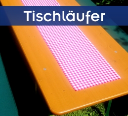 Rot-weiß karierter Tischläufer auf breitem Biertisch mit 67 cm