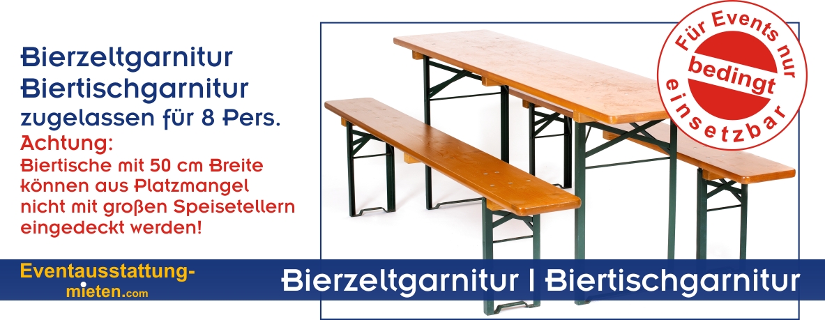 Standard Biertischgarnitur mieten Rosenheim Standard Bierzeltgarnitur mit 50cm breitem Biertisch und 2 Bierbänken