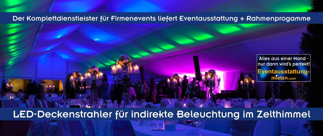 Indirekt beleuchteter Zelthimmel grün-blau beleuchtet - tolles Lichtdesign